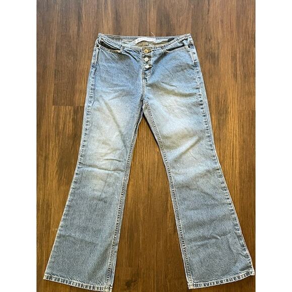 Express Women's‎ Hipster Boutton-Fly Denim Blue Jeans Size 10 (see measurements) - Picture 1 of 5